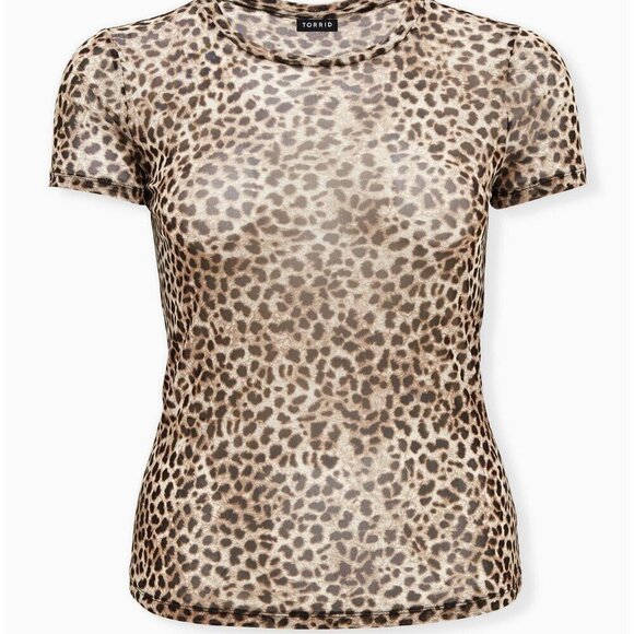 Torrid Leopard Sheer Mesh Crew Tee - Picture 5 of 10